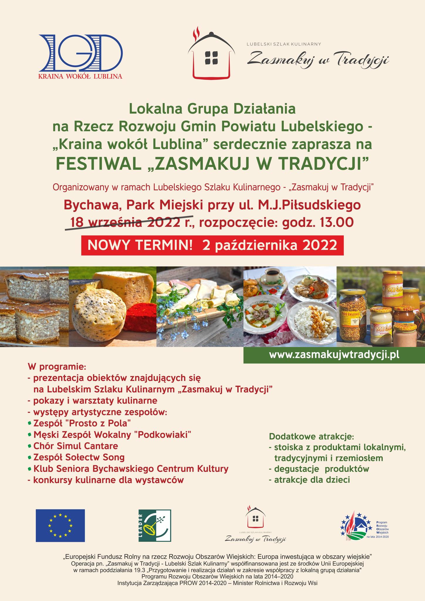 Nowy termin Festiwalu Kulinarnego "Zasmakuj w Tradycji" 