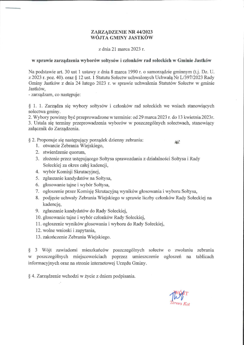 Wybory sołtysów i członków rad sołeckich w Gminie Jastków